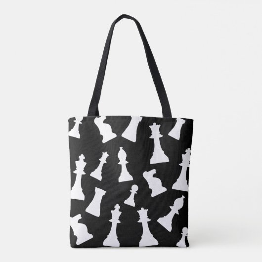 Schaakspel stukken ontwerp tote bag (Achterkant)