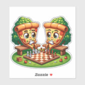 Schaakspelende Pizzapuntjes Sticker (Vel)