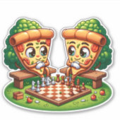 Schaakspelende Pizzapuntjes Sticker (Voorkant)