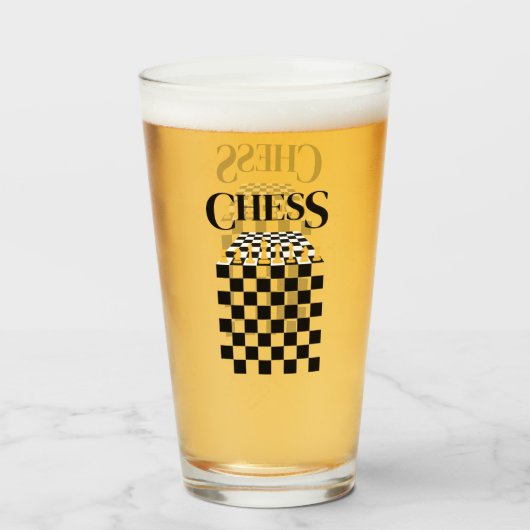 Schaakspeler, schaakbord glas (Achterkant gevuld)
