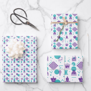 Schaakspeler stukken - Party Art Pattern Inpakpapier Vel