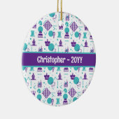 Schaakspeler stukken - Party Art Pattern Keramisch Ornament (Rechts)