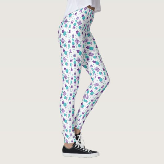 Schaakspeler stukken - Party Art Pattern Leggings (Rechts)