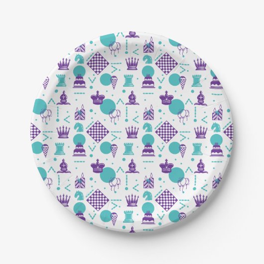Schaakspeler stukken - Party Art Pattern Papieren Bordje (Voorkant)