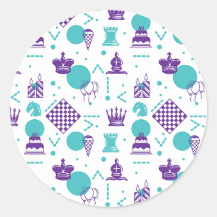 Schaakspeler stukken - Party Art Pattern Ronde Sticker