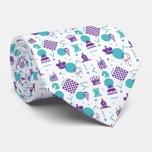 Schaakspeler stukken - Party Art Pattern Stropdas (Opgerold)