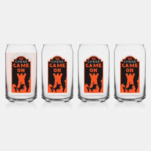 Schaakspelers Blikvorm Glas (Voorkant)