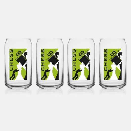 Schaakspelers Blikvorm Glas (Voorkant)