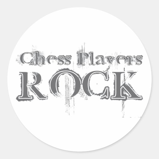 Schaakspelers Rock Ronde Sticker (Voorkant)