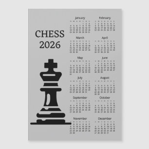 Schaakstuk Koning 2026 Kalender Magnetische Kaart