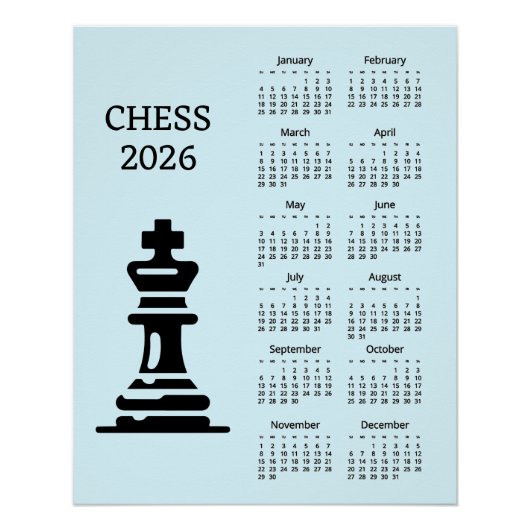 Schaakstuk Koning 2026 Kalender Poster (Voorkant)
