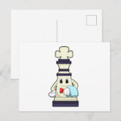 Schaakstuk Koning als ober met handdoek Briefkaart (Voorkant / Achterkant)