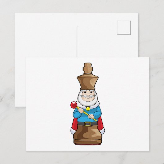 Schaakstuk Koning Schaken Briefkaart (Voorkant / Achterkant)