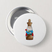Schaakstuk Koning Schaken Ronde Button 7,6 Cm (Voorkant /achterkant)