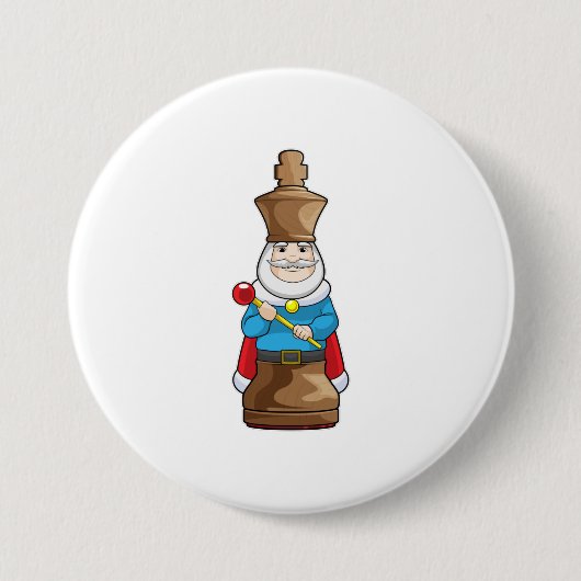 Schaakstuk Koning Schaken Ronde Button 7,6 Cm (Voorkant)