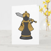 Schaakstuk Koningin bij Schaken met Zwaard Kaart (Gele Bloem)