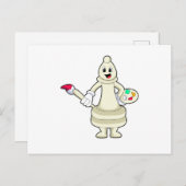 Schaakstuk loper als schilder met kwast en kleur briefkaart (Voorkant / Achterkant)
