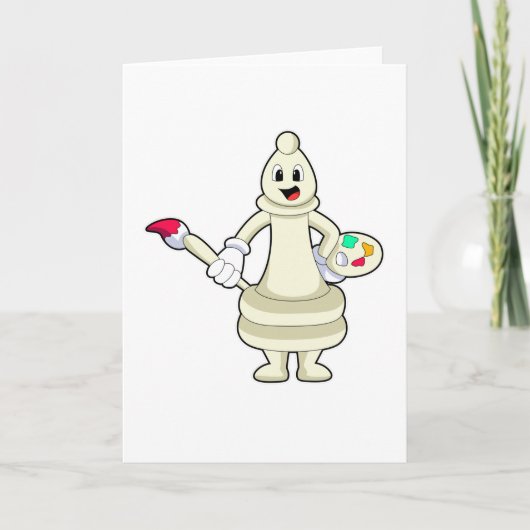 Schaakstuk Loper als schilder met kwast en kleur Kaart (Voorkant)