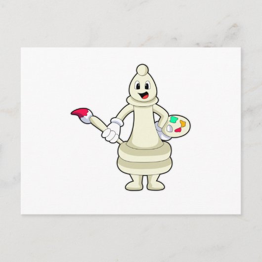 Schaakstuk Loper als Schilder met Kwast & Kleur Briefkaart (Voorkant)