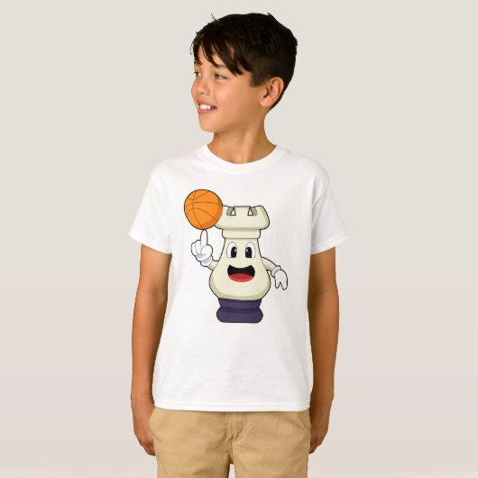 Schaakstuk Rook bij Basketball Sports T-shirt (Voorkant volledig)