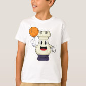 Schaakstuk Rook bij Basketball Sports T-shirt (Voorkant)