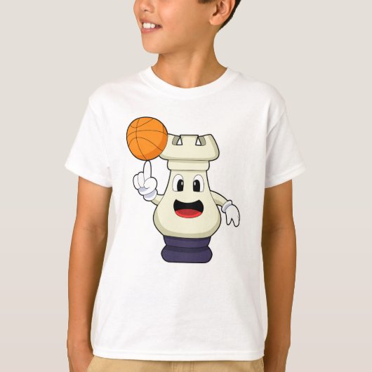 Schaakstuk Rook bij Basketball Sports T-shirt (Voorkant)