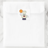 Schaakstuk Rook bij Basketball Sports Vierkante Sticker (Tas)