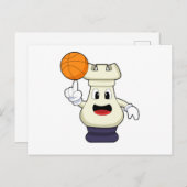 Schaakstuk Toren bij Basketbal Sport Briefkaart (Voorkant / Achterkant)