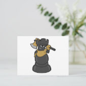 Schaakstuk Toren bij Schaken met Bijl Briefkaart (Staand voorkant)