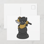 Schaakstuk Toren bij Schaken met Bijl Briefkaart (Voorkant / Achterkant)