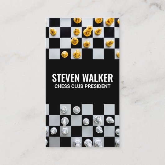 Schaakstukken aan boord | bordspel visitekaartje (Voorkant)