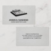 Schaakstukken aan boord | Lederen achtergrond Visitekaartje (Voorkant / Achterkant)