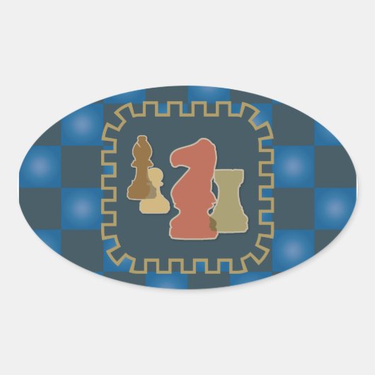 Schaakstukken Blauwe Sticker (Voorkant)