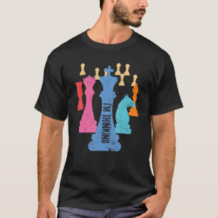 Schaakstukken denk ik als grootmeester t-shirt