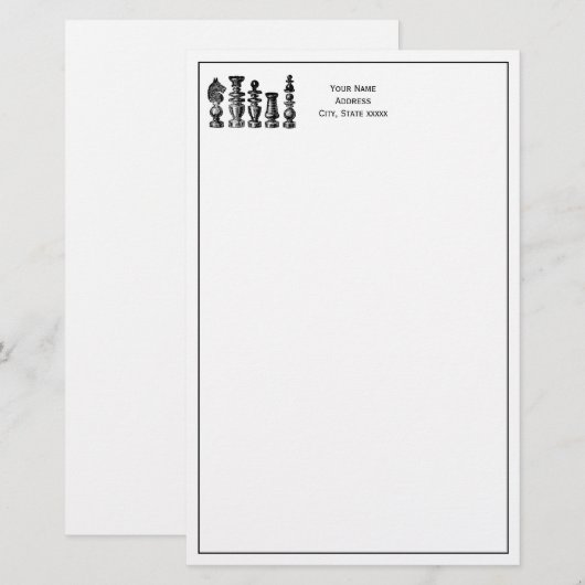 Schaakstukken  kunst briefpapier (Voorkant / Achterkant)