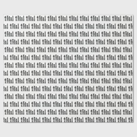 Schaakstukken  kunst cadeaupapier (Vlak)