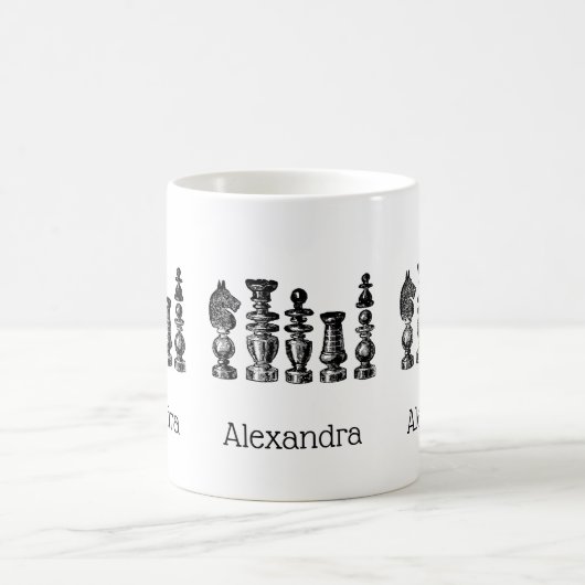 Schaakstukken kunst koffiemok (Center)