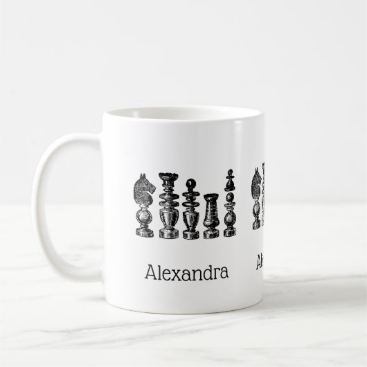 Schaakstukken  kunst koffiemok (Links)