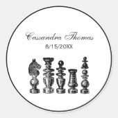 Schaakstukken  kunst ronde sticker (Voorkant)