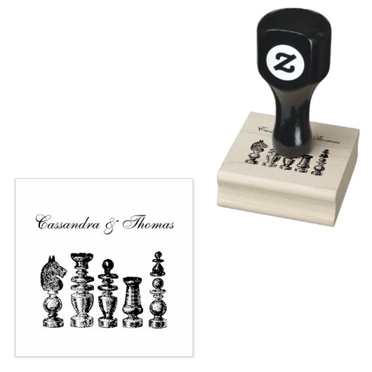 Schaakstukken  kunst rubberstempel (Gestempeld)