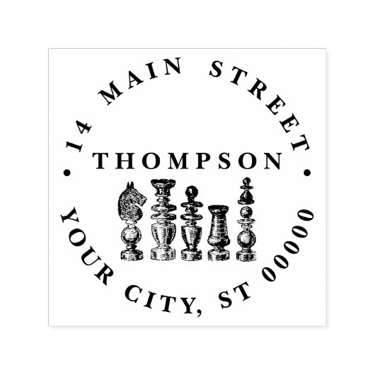 Schaakstukken  kunst  zelfinktende stempel (Design)