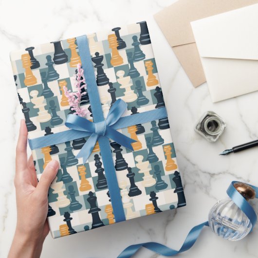 Schaakstukken Modern Eenvoudig Blauw Sinaasappel W Cadeaupapier (Geschenken)