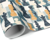 Schaakstukken Modern Eenvoudig Blauw Sinaasappel W Cadeaupapier (Rol Hoek)