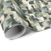 Schaakstukken Modern Groen en Wit Camo Cadeaupapier (Rol Hoek)