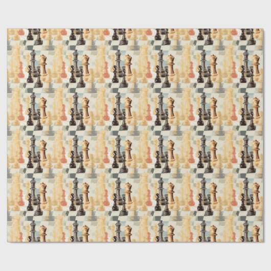 Schaakstukken Modern Retro Kleuren Abstract Cadeaupapier (Vlak)