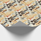 Schaakstukken Modern Retro Kleuren Abstract Cadeaupapier (Hoek)