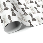 Schaakstukken Modern Zwart-wit Classic Cadeaupapier (Rol Hoek)