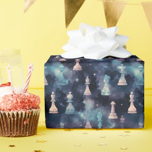 Schaakstukken Moderne Galaxy Nebula Kosmische Ruim Cadeaupapier (Verjaardagsfeest)