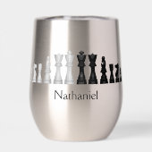 Schaakstukken Ontwerp Thermische Wijn Tumbler (Achterkant)