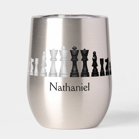 Schaakstukken Ontwerp Thermische Wijn Tumbler (Achterkant)